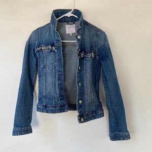 NWOT Zara Denim Jacket - Raw Hem Ruffles - XS